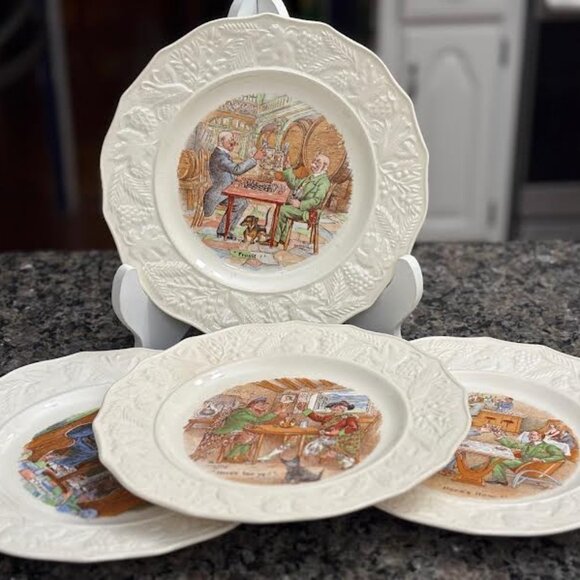 Set of 4  Luncheon/Salad Plates  "English Toasting":Fondeville Ambassador Plates - Picture 1 of 16